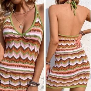 MISS SPARKLING CROCHET TIE MINI DRESS